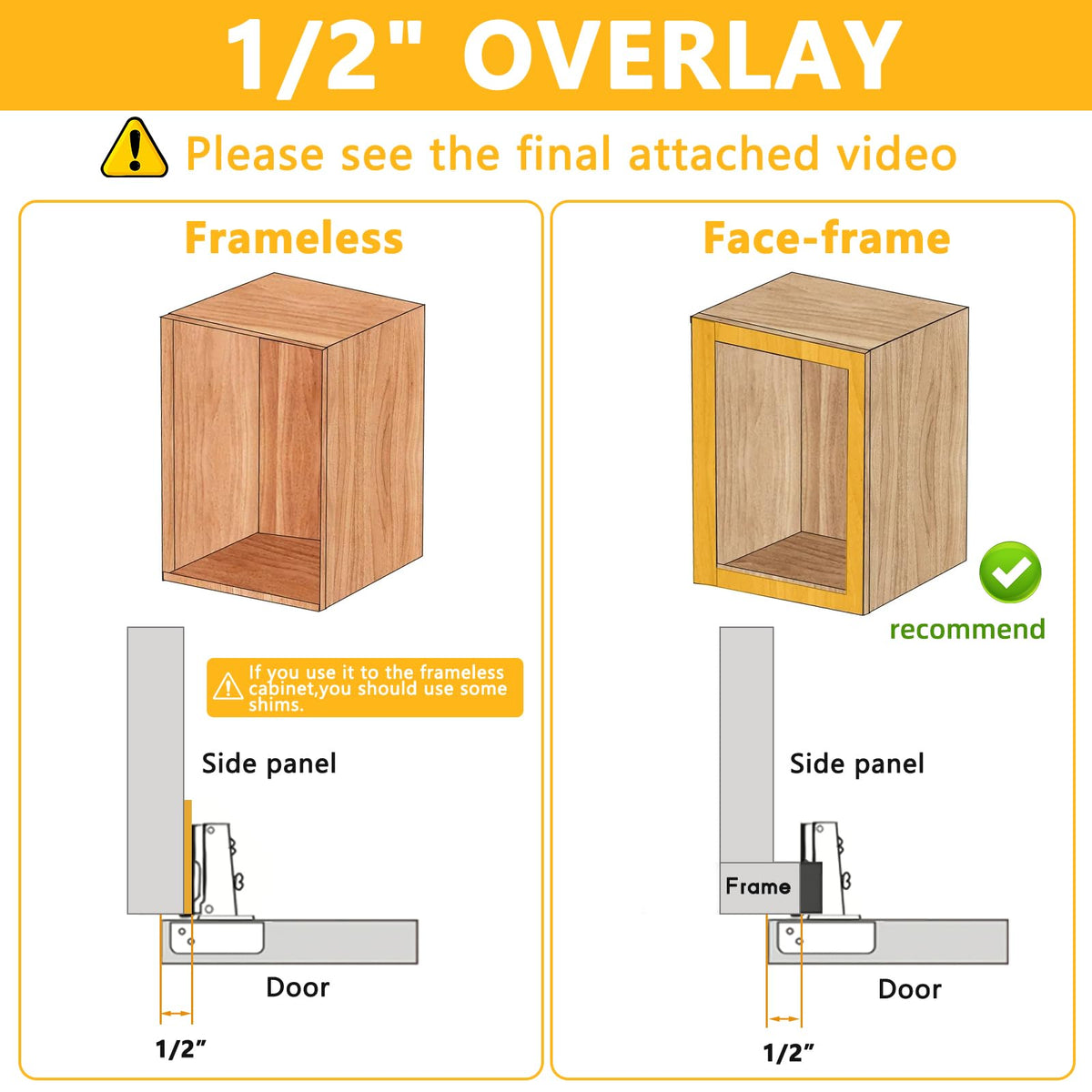 KONIGEEHRE 105-degree opening angle enables convenient access to cabinet contents.