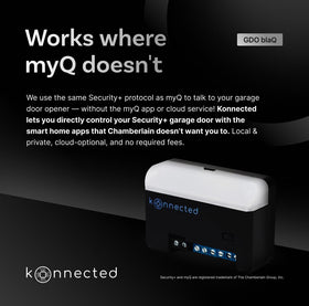 Konnected blaQ GDO local control interface enabling cloud-free automation