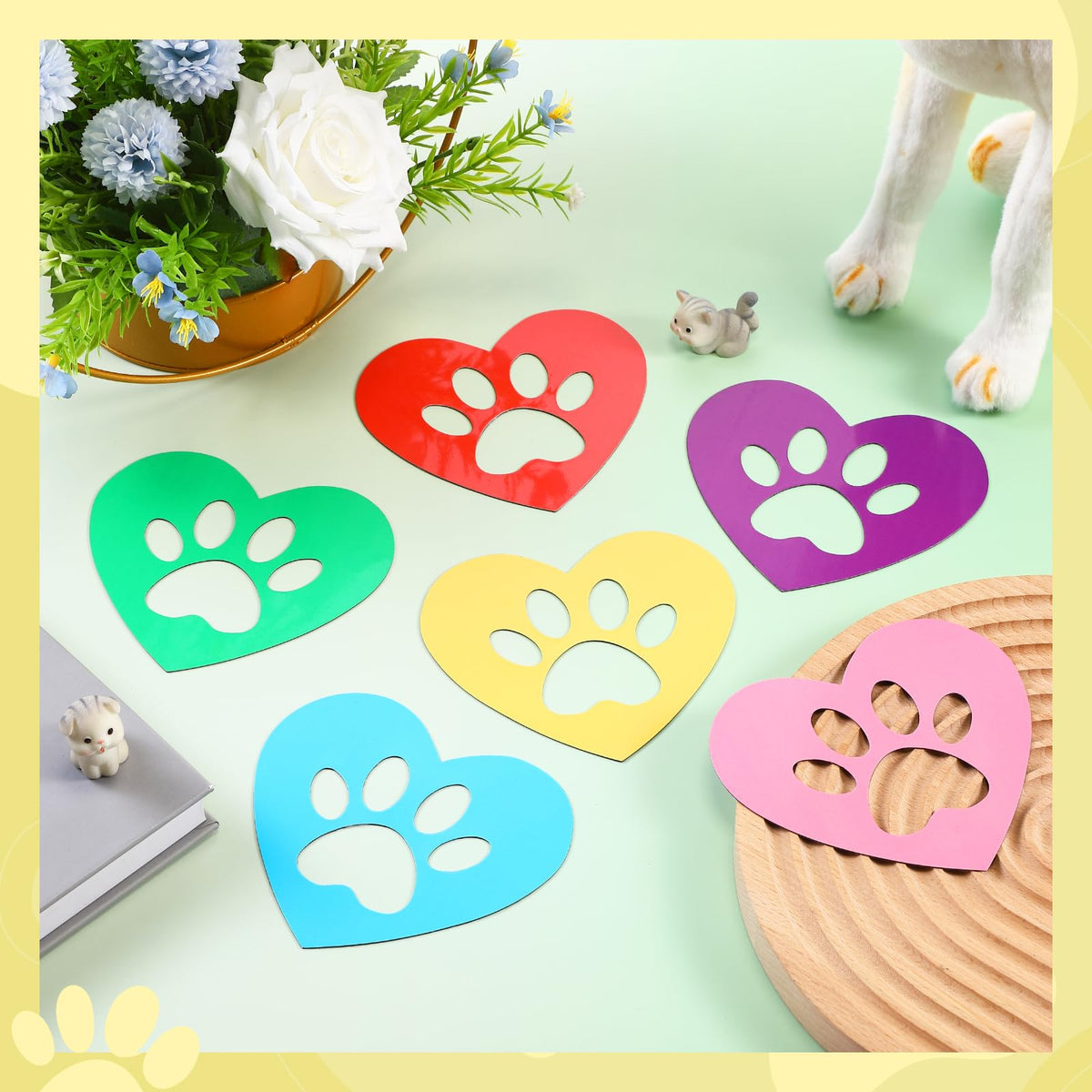 Konohan green paw print heart screen door magnet offers flexible decoration on iron surfaces