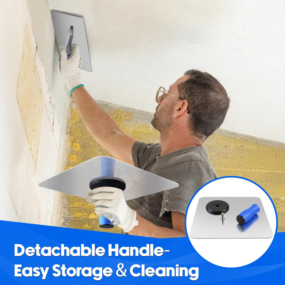 Konvixon detachable handle aids storage and quick cleaning between jobs.