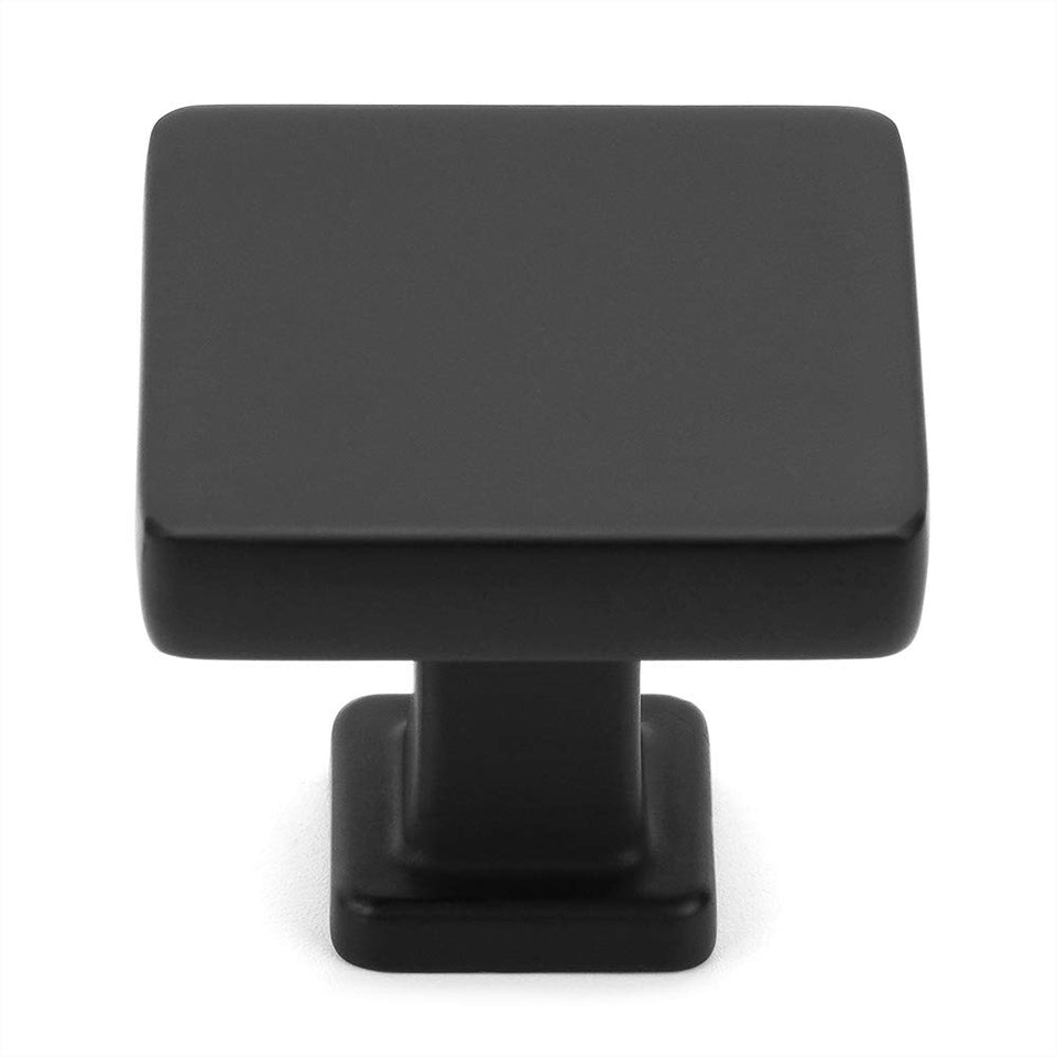 KOOFIZO matte black square knob front view with smooth grip for easy cabinet access.