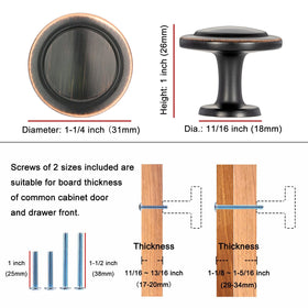KOOFIZO round cabinet knobs oil rubbed bronze close-up reveals solid metal construction and smooth edges for comfortable use