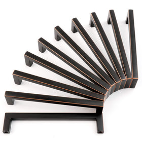 KOOFIZO solid square bronze cabinet handles with oil rubbed bronze finish for durable kitchen storage.