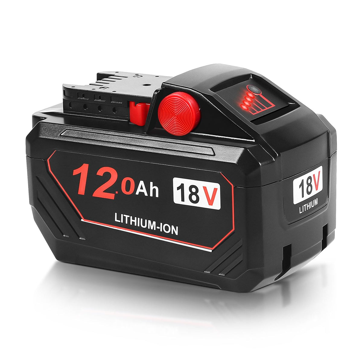 KOOMICY upgraded 12Ah 18V battery with Milwaukee compatibility for extended runtime.