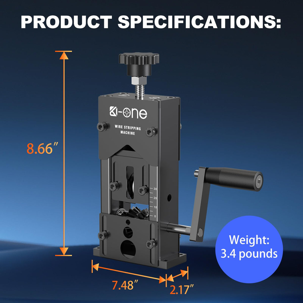 KOONE wire stripper handles wires from 0.06 to 1.18 inches for scrap recycling.