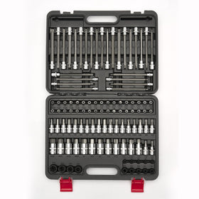 KOOPOOL 107-piece master Torx and Allen socket set in case for quick access.