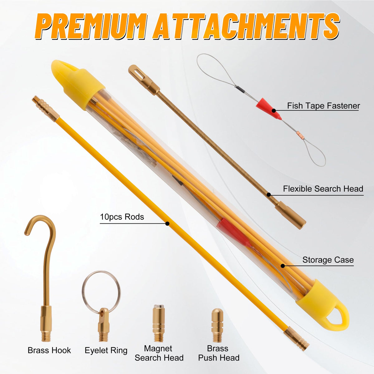 KOOTANS bright yellow rods visible for quick location in tight spaces