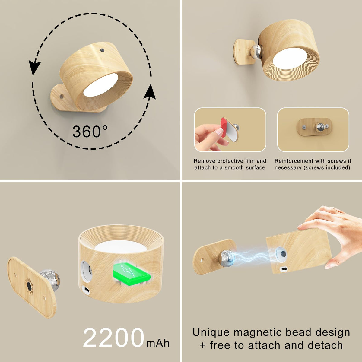 Koopala 360-degree rotation demonstrates flexible lighting direction for bed or desk tasks