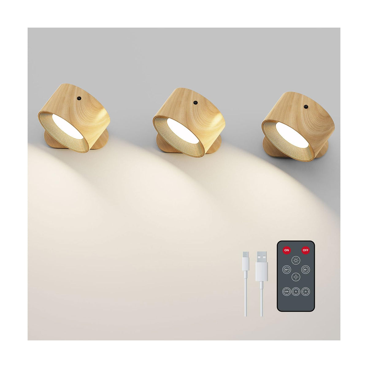 Koopala 3PACK rechargeable LED wall sconce front view shows cordless bedside light ideal for reading