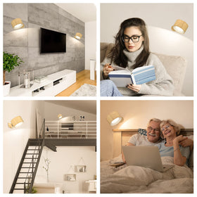 Koopala bedside LED Sconce as a reading light in a cozy bedroom.