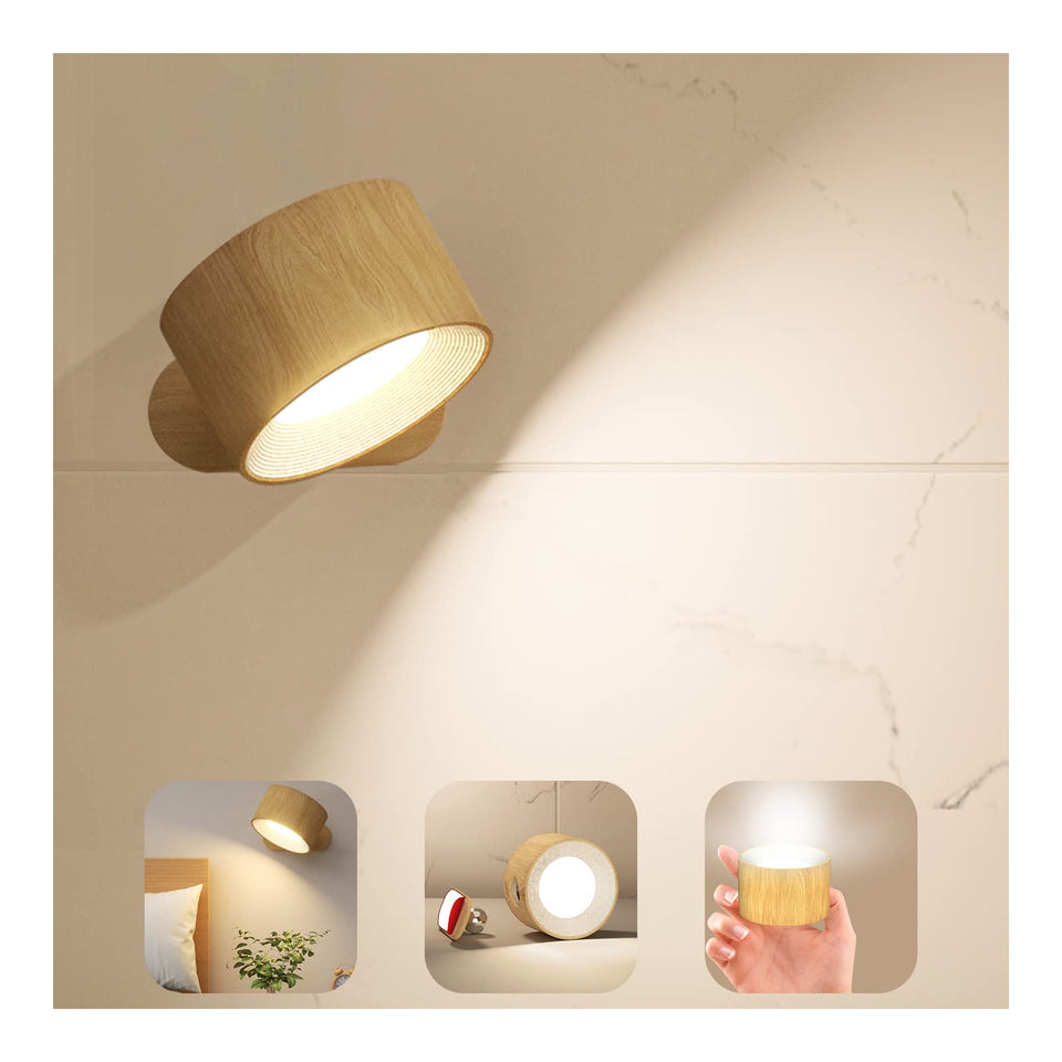 Koopala LED Sconce mounted on wall with cordless USB power for flexible use.