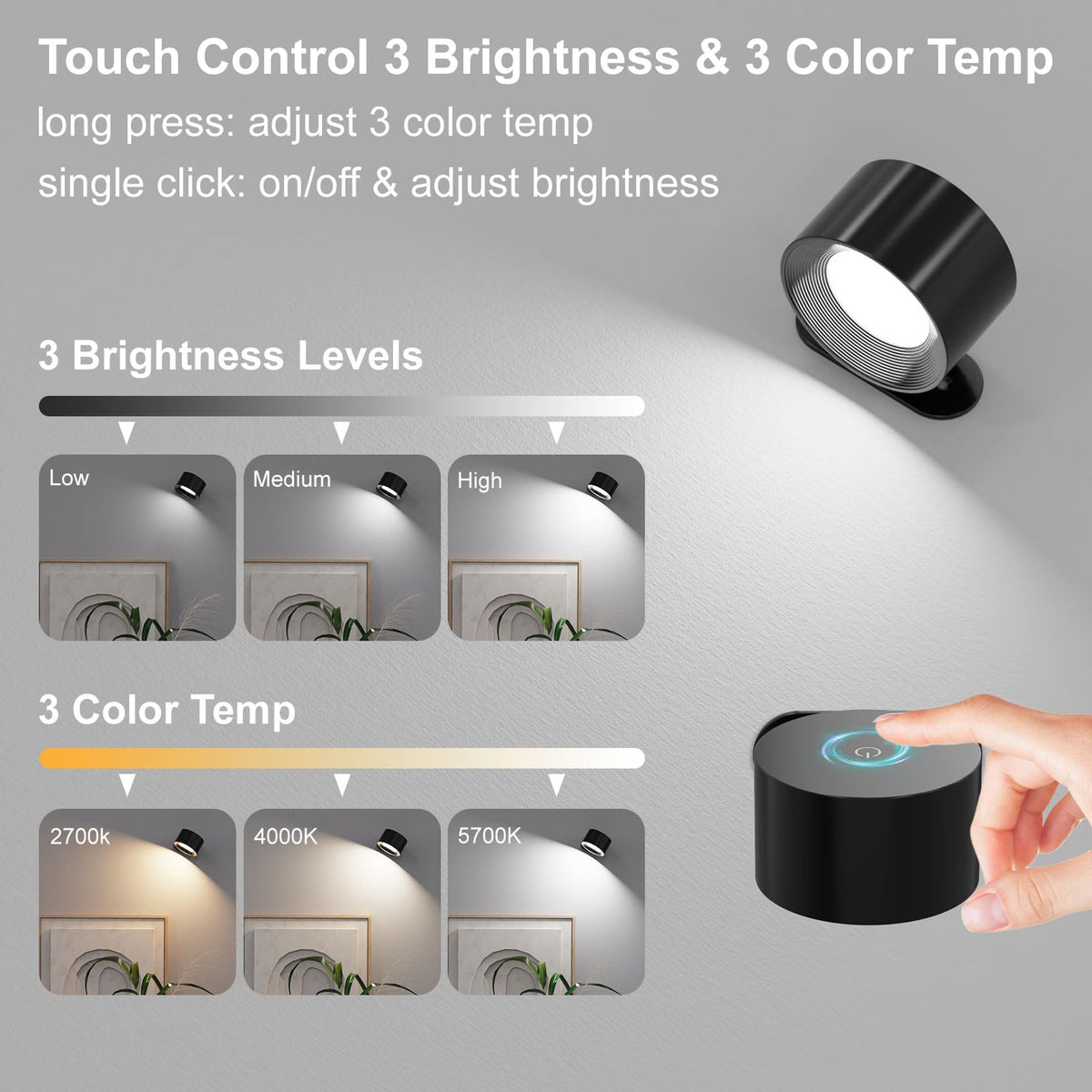 Koopala wall lamp 360-degree rotation demonstrates flexible directional lighting