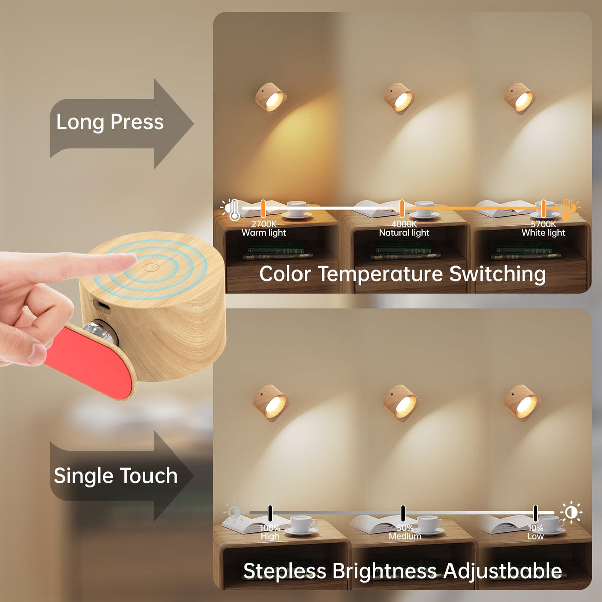 Koopala wall sconce cordless design with adhesive backing preserves walls while delivering ambient lighting