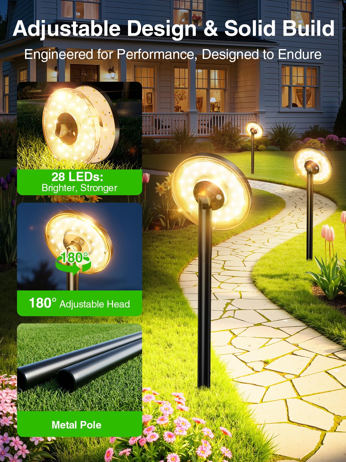 KOOPER 180-degree adjustable head directs light along garden paths