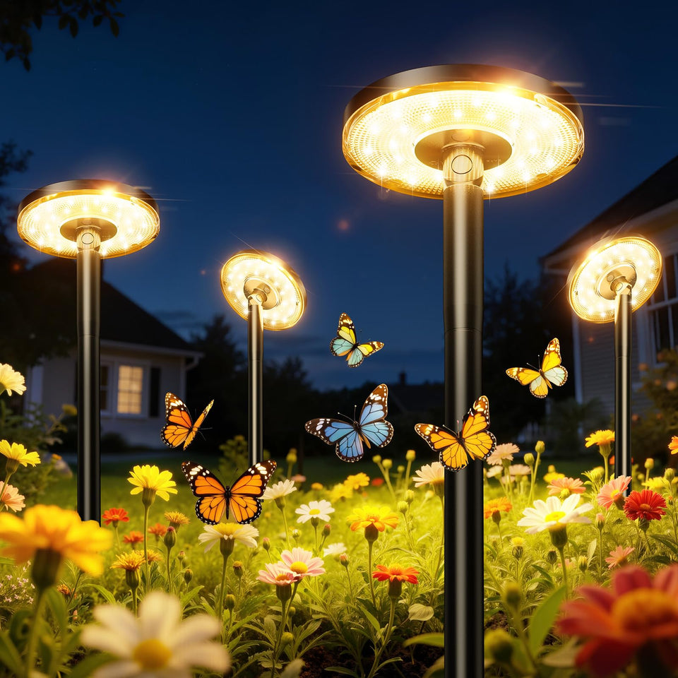 KOOPER 3X larger solar pathway light showing bright walkway coverage