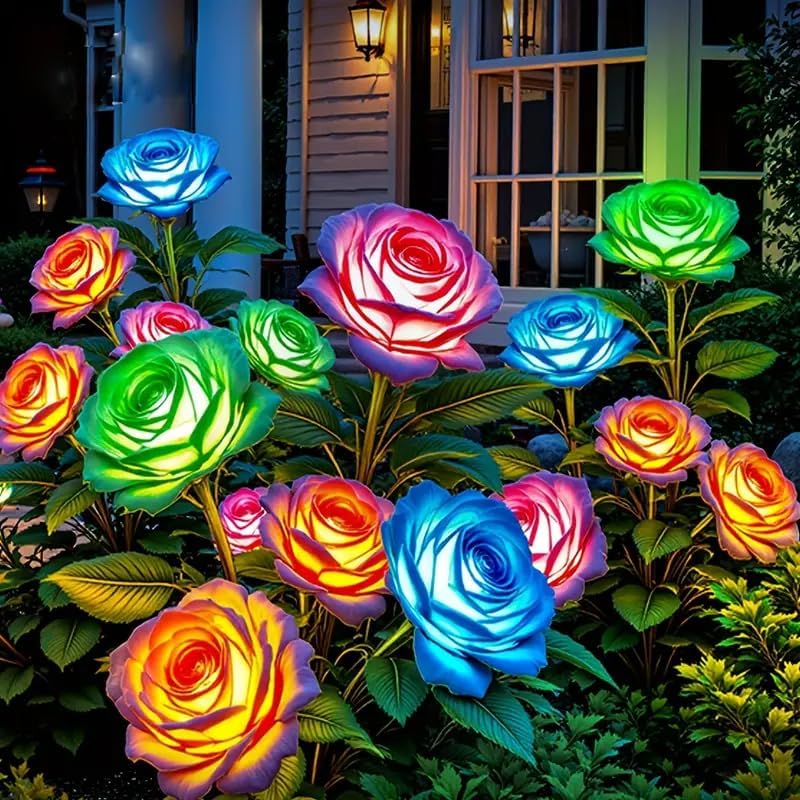 KOOPER six-pack solar flowers with rose focus brighten outdoor spaces
