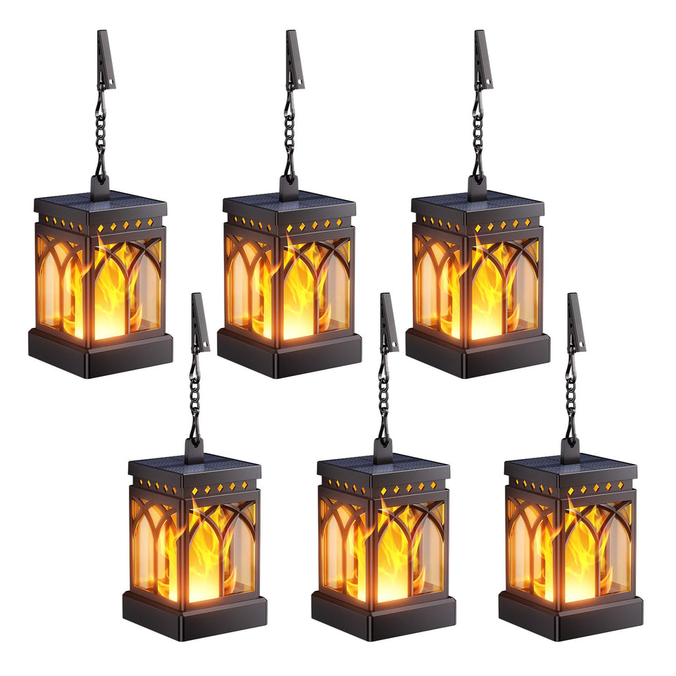KOOPER 6 pack solar lanterns with dancing flame create magical outdoor ambience.