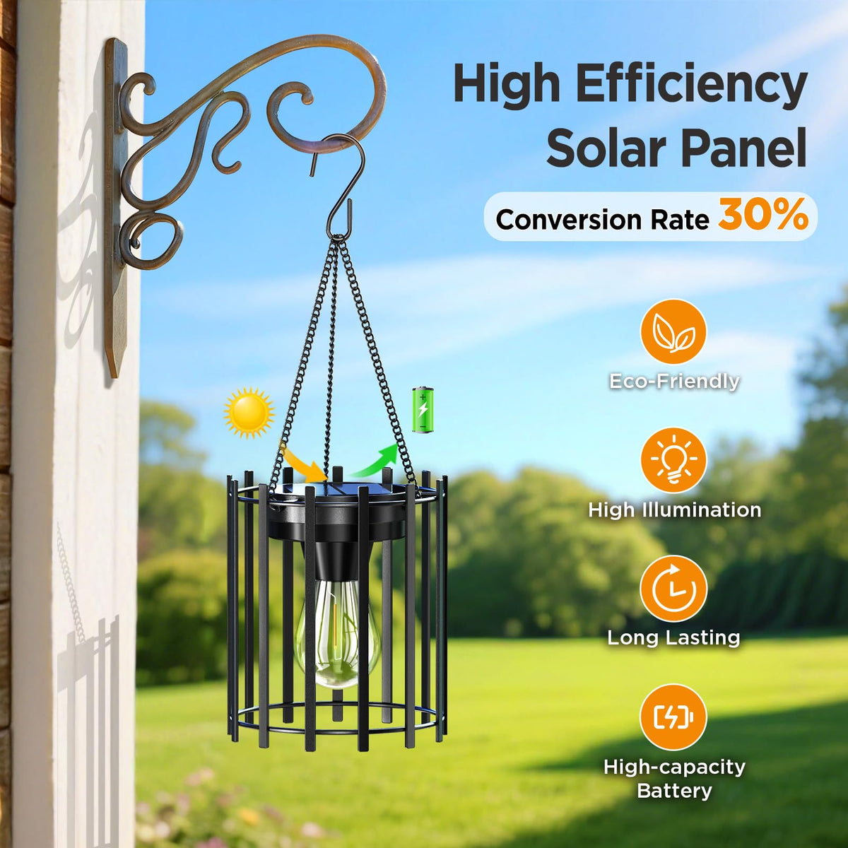 KOOPER auto-on/off lanterns provide effortless evening lighting.