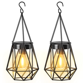 KOOPER diamond-design outdoor lantern casts warm glow