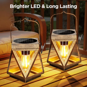 KOOPER bronze lantern for patio with dusk-to-dawn auto operation