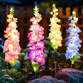 KOOPER delphinium solar light blue front view for vibrant pathway lighting