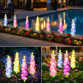 KOOPER delphinium solar light blue side view showcases weatherproof outdoor decor