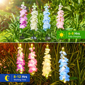 KOOPER delphinium solar light off-white front view ideal yard accent