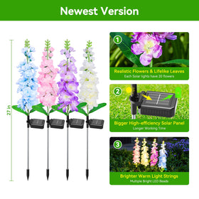 KOOPER delphinium solar light off-white side view night-time glow