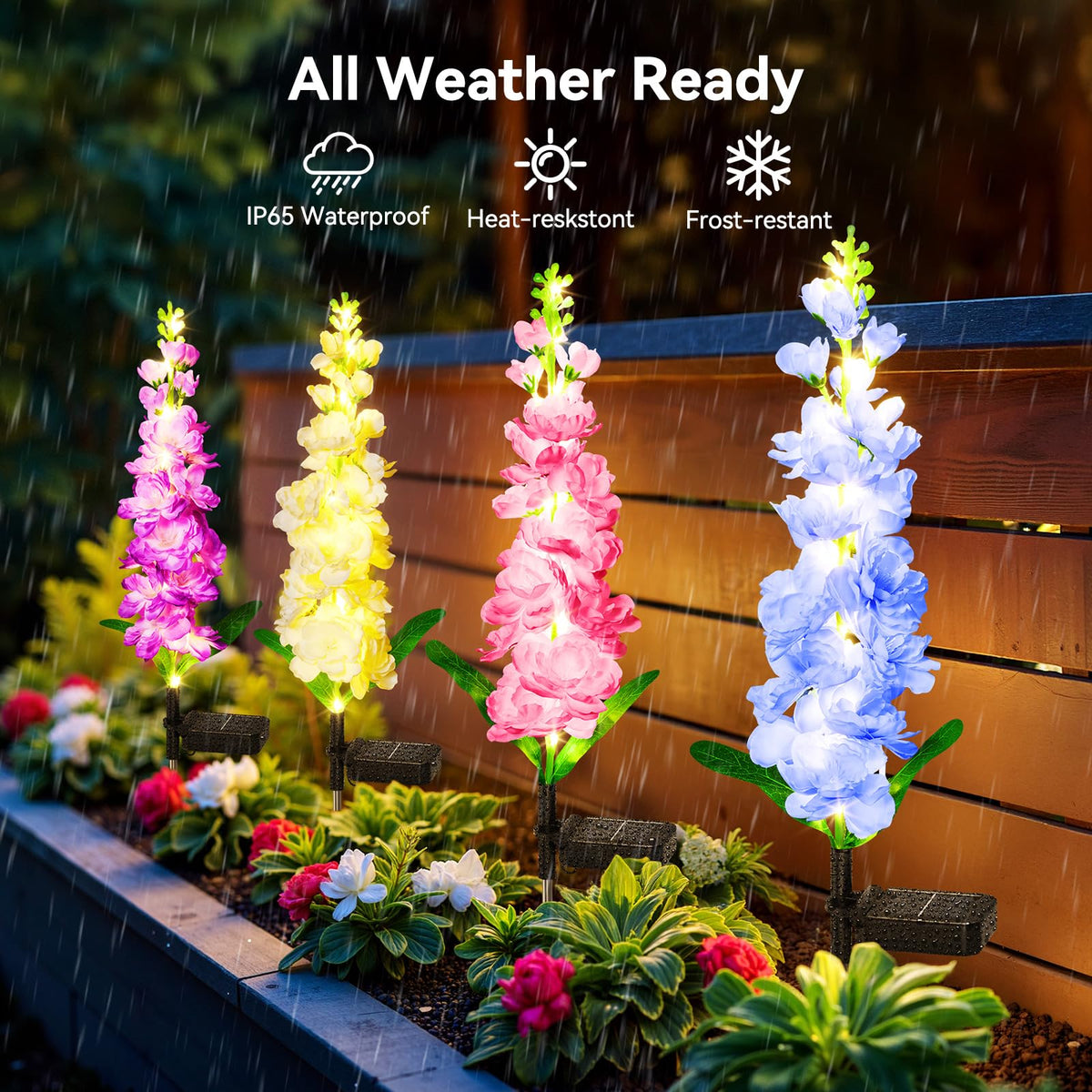 KOOPER delphinium solar light purple front view colorful garden border