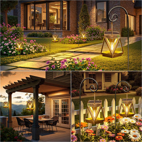 KOOPER garden lanterns illuminate pathways with durable metal construction