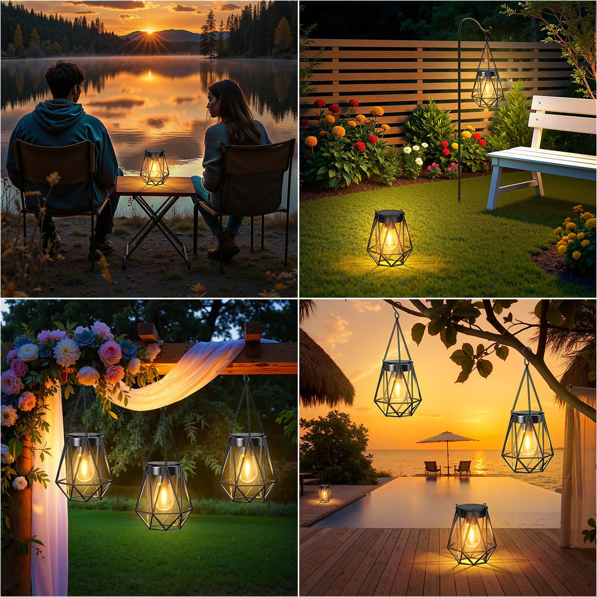 KOOPER hanging lanterns’ sturdy chain adapts to branches or tabletops
