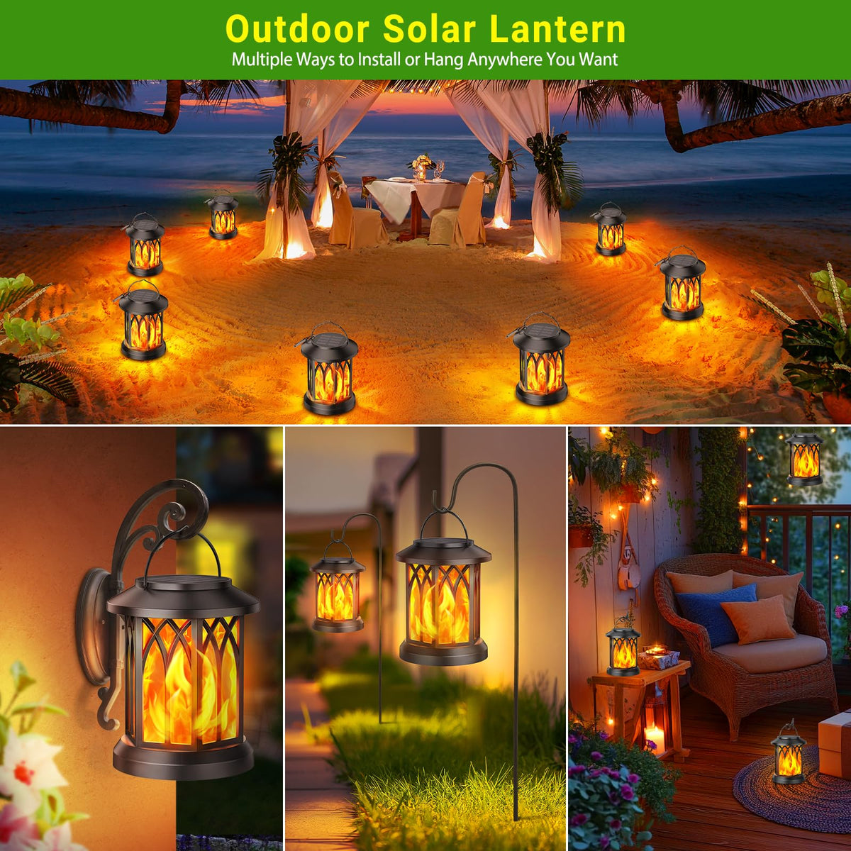 KOOPER hanging lanterns suit porches, trees, and garden decor.