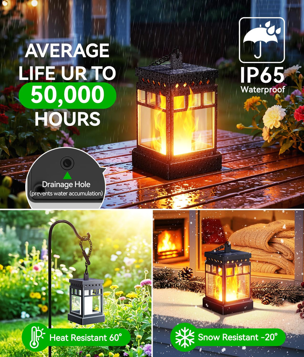 Kooper lantern hanging from tree branch for garden ambience