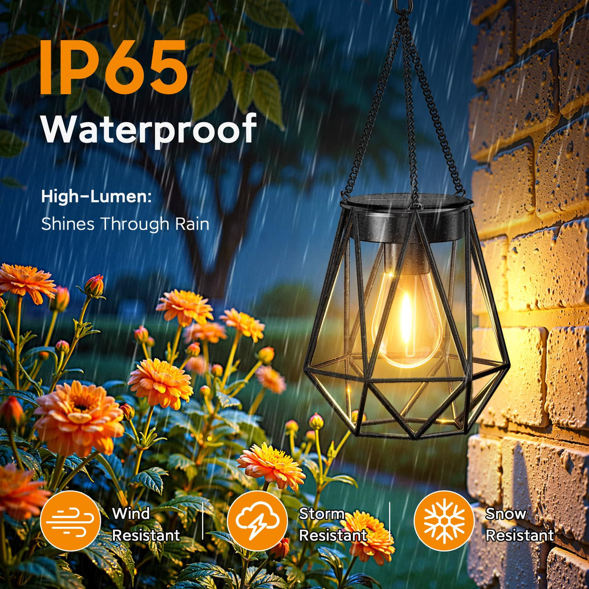 KOOPER IP65 weatherproof metal lantern endures rain and snow