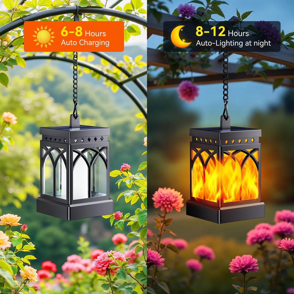 KOOPER matte-black IP65 lantern blends sleek style with durable outdoor decor.