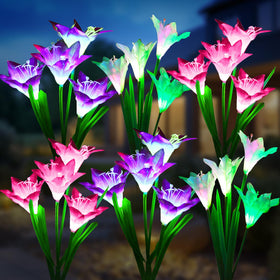 KOOPER outdoor solar lights with bigger lily flowers for romantic yard accents.