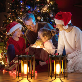 KOOPER portable lantern with chain and hook for easy porch, tree, or shepherd hook hanging.