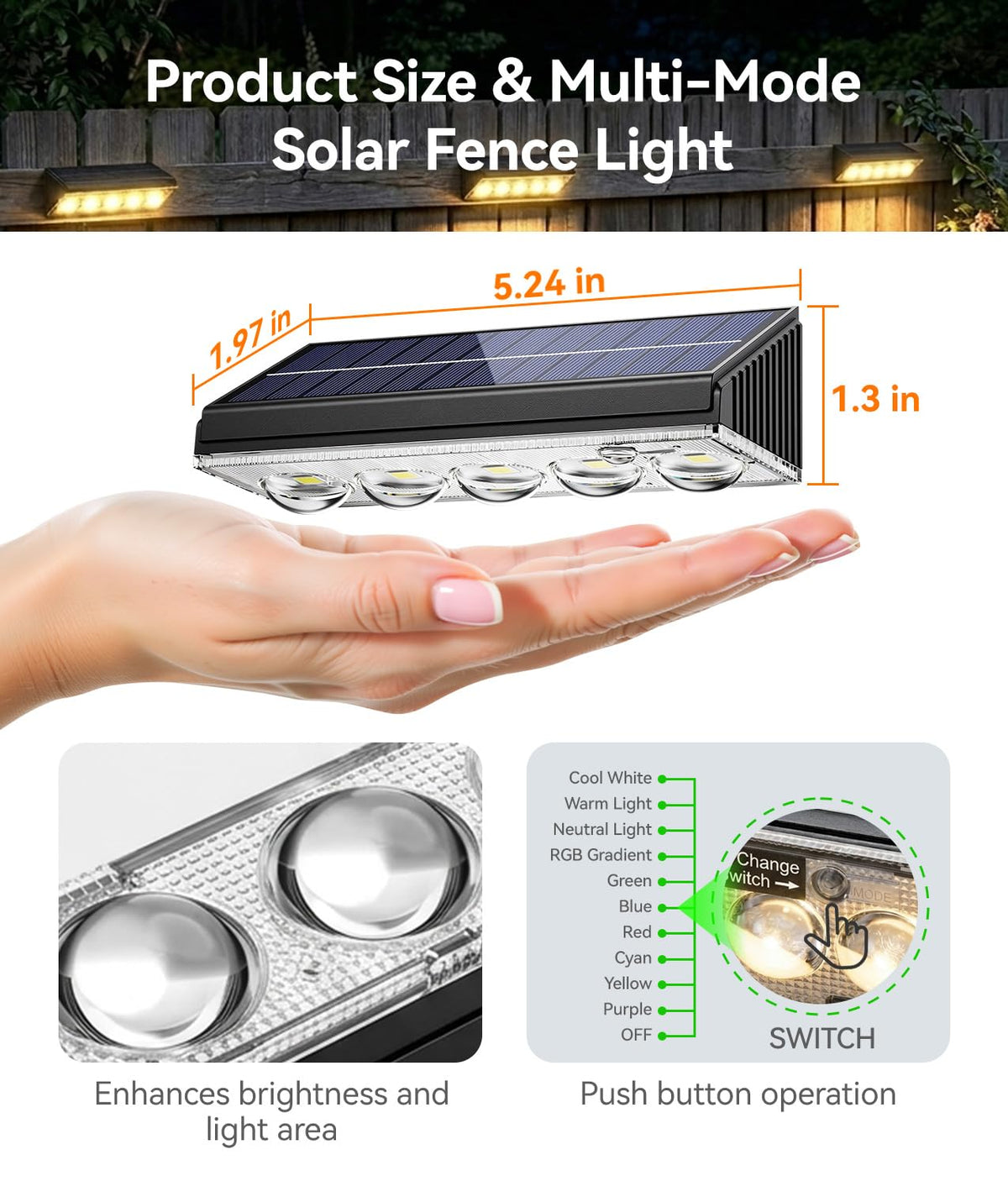 KOOPER solar fence light easy installation for fast mounting on fences and walls.