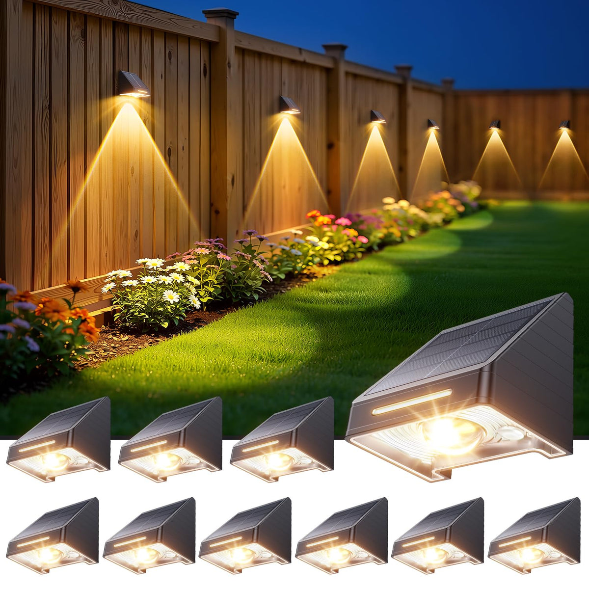 KOOPER solar fence light with ultra-bright lens illuminates walkways vividly.