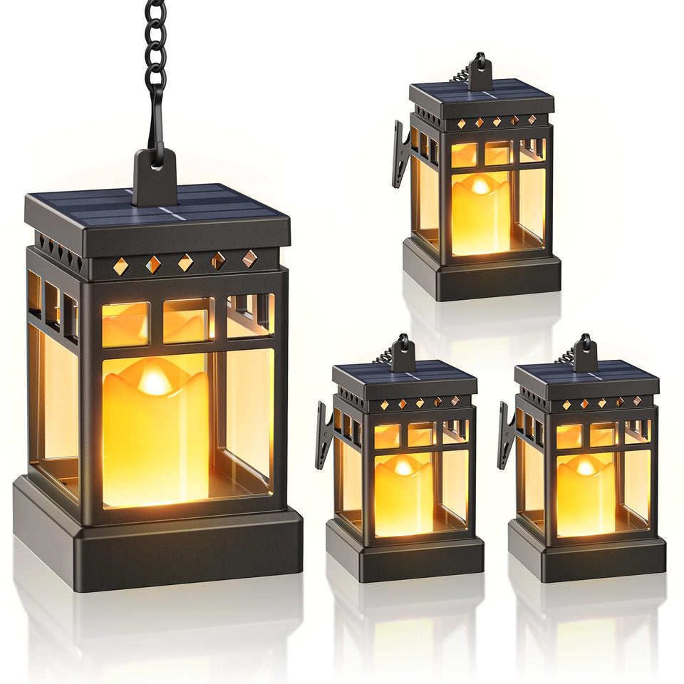 KOOPER solar lantern with bright flame effect for cozy outdoor evenings.