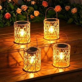 KOOPER solar lantern outdoor 4-pack glows softly for cozy patios