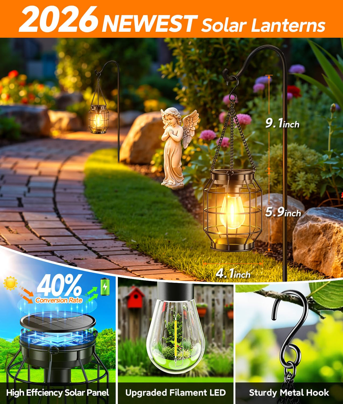 KOOPER metal-bodied lantern resists rain and cold for year-round use