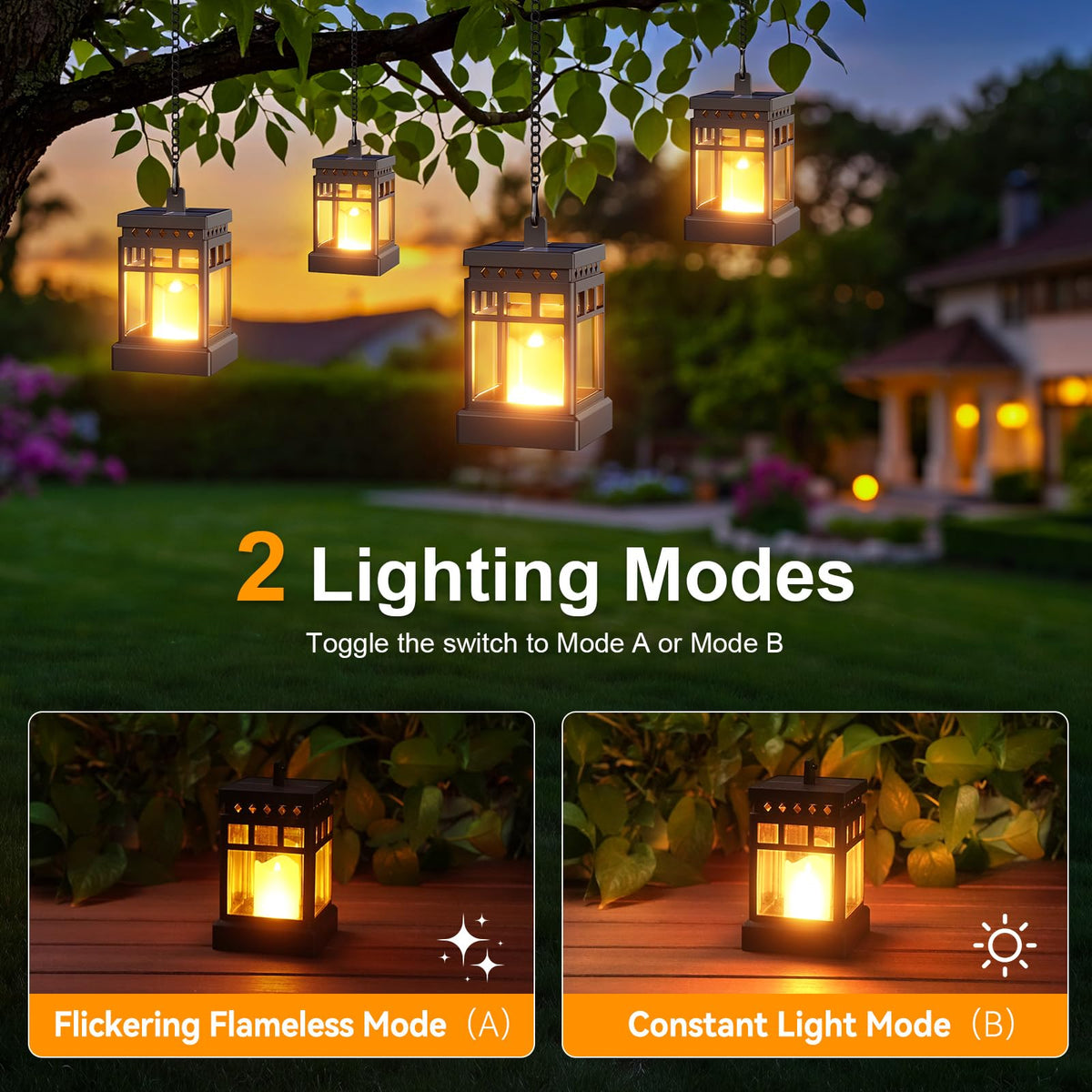 KOOPER lantern offers two modes for flicker or steady light.
