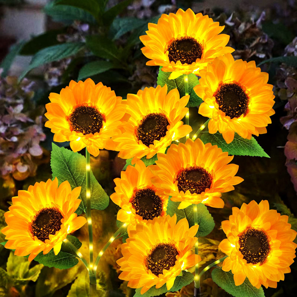 KOOPER solar sunflower lights 3-pack overview for warm garden ambiance