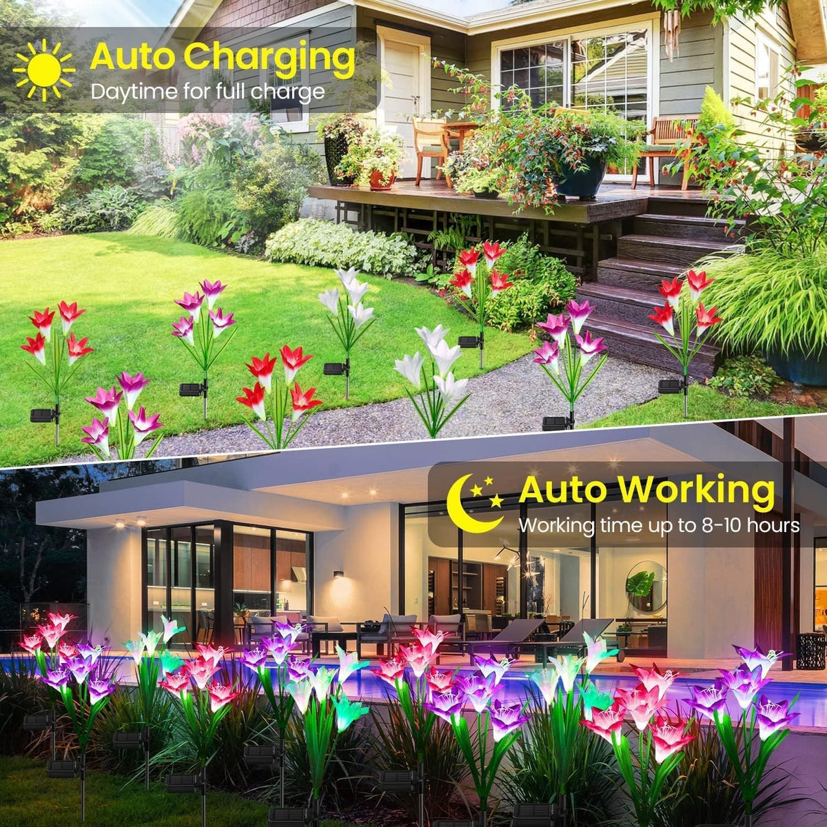 KOOPER IP65 waterproof solar lights withstand rain and snow for year-round use.