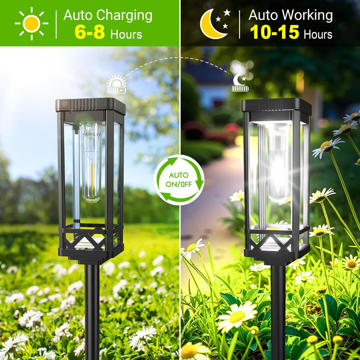 KOOPER Taller solar landscape lights stand 25.6 inches tall and brighter.