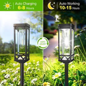 KOOPER Taller solar landscape lights stand 25.6 inches tall and brighter.