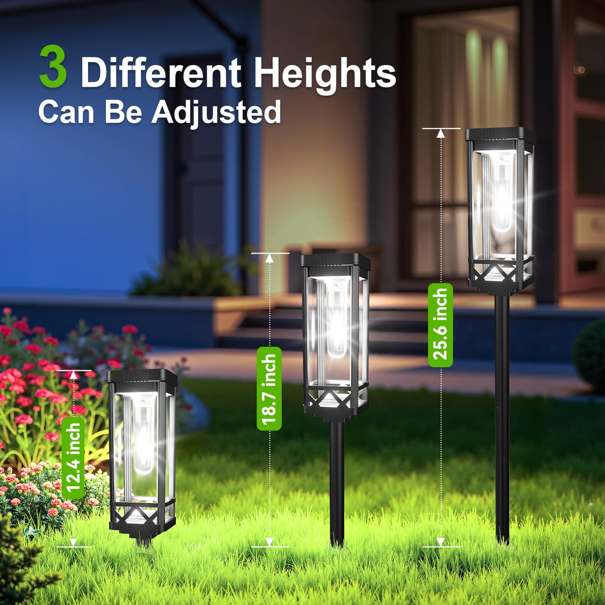 KOOPER Taller solar lights operate without wiring, enabling easy installation along any walkway.