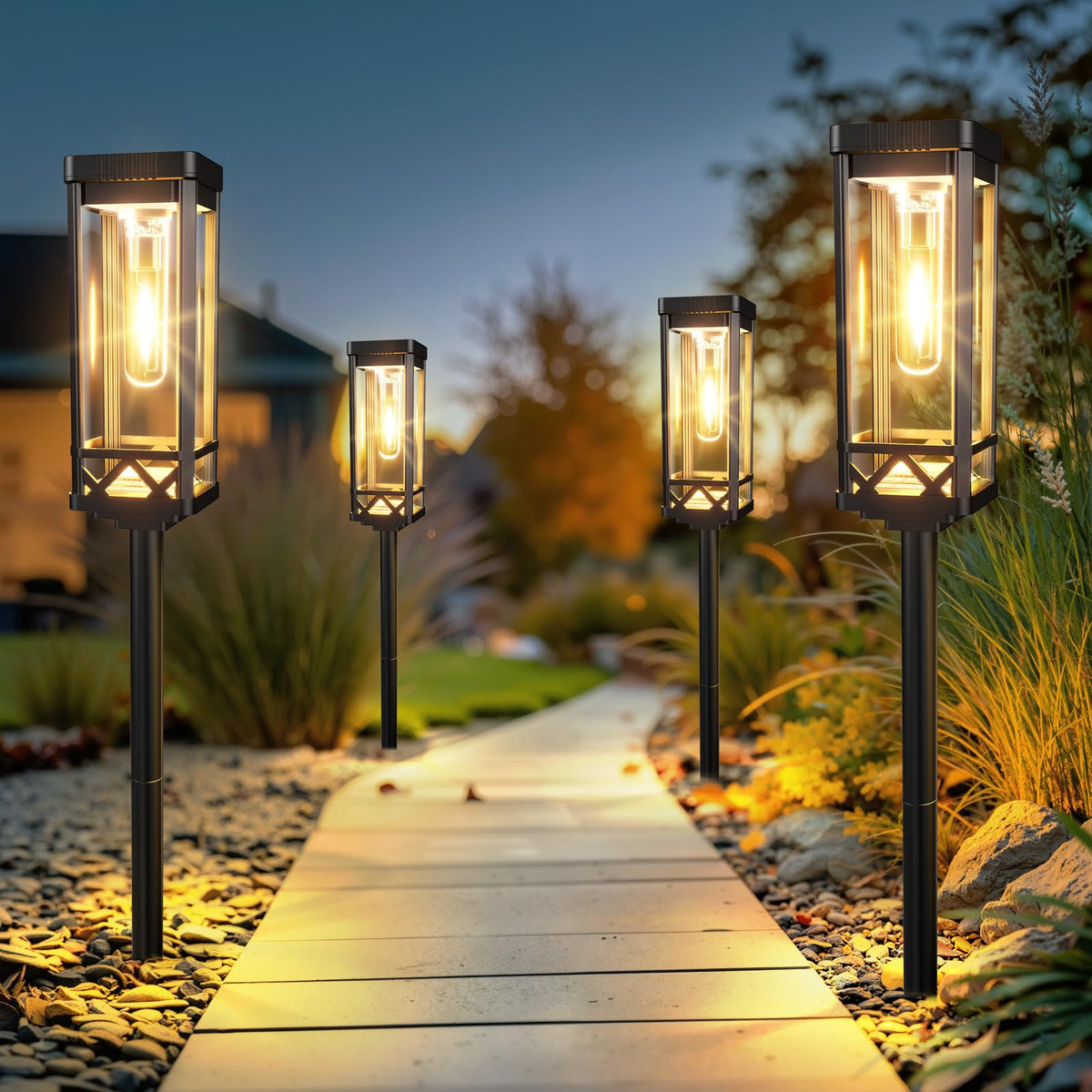 Tall 25.6 inch KOOPER lights provide bright illumination along driveways and patios