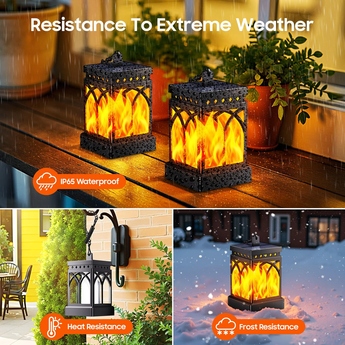 KOOPER two-modes lantern with auto on/off ideal for hands-free landscape lighting.